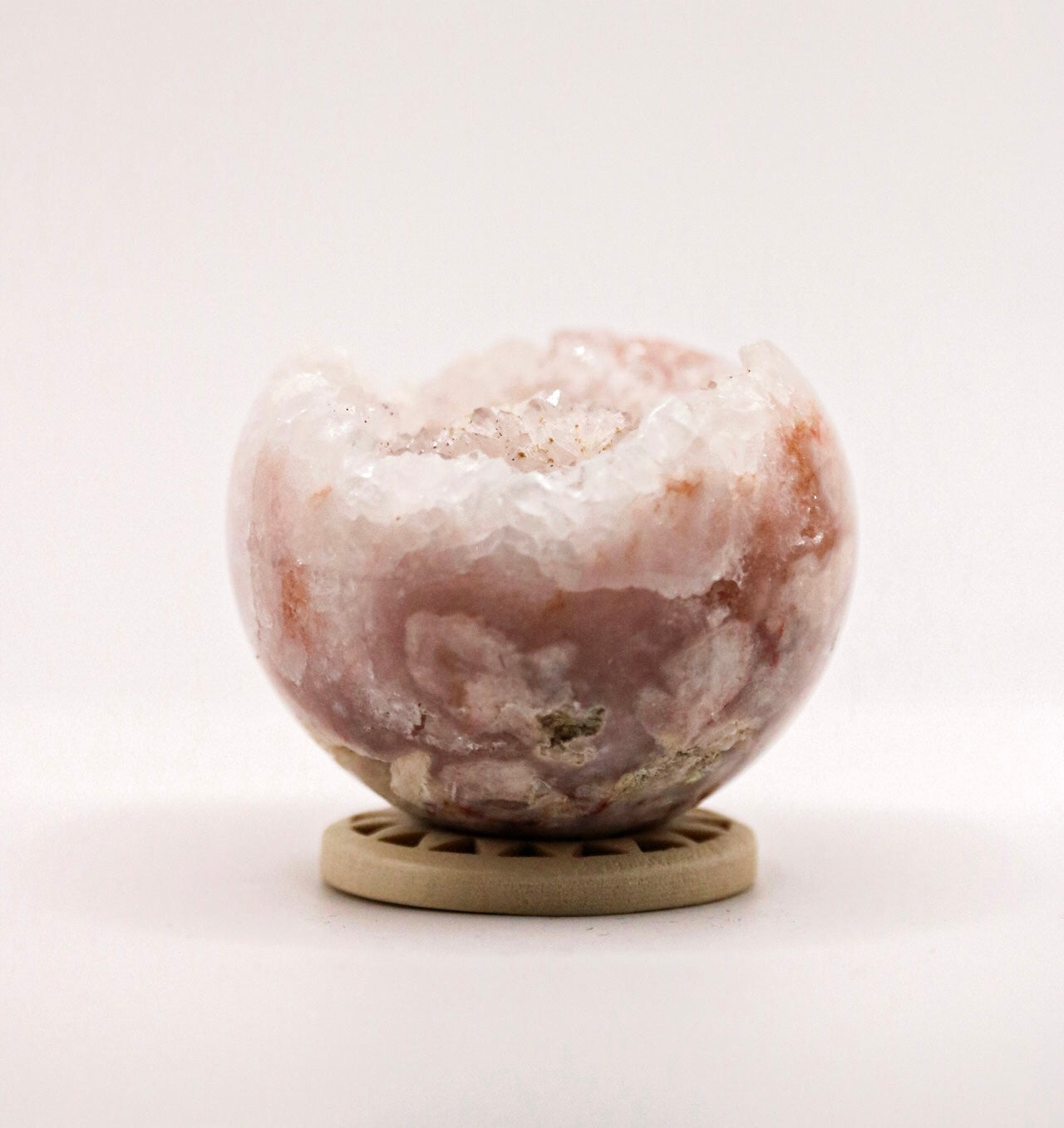 Pink flower agate sphere 5