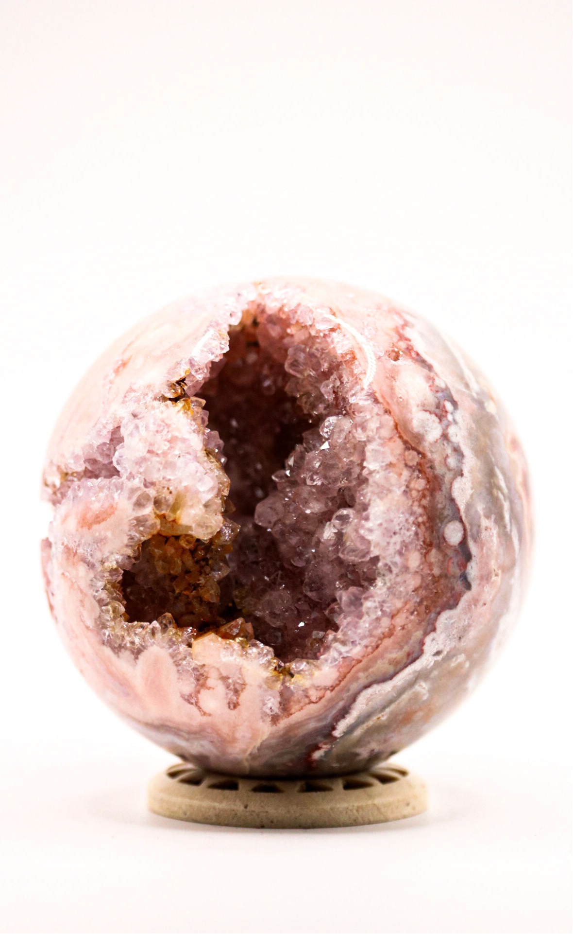 Pink flower agate sphere