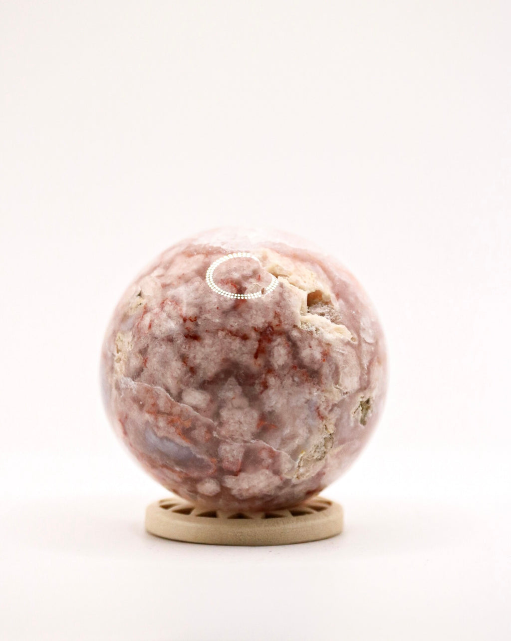 Pink flower agate sphere 5