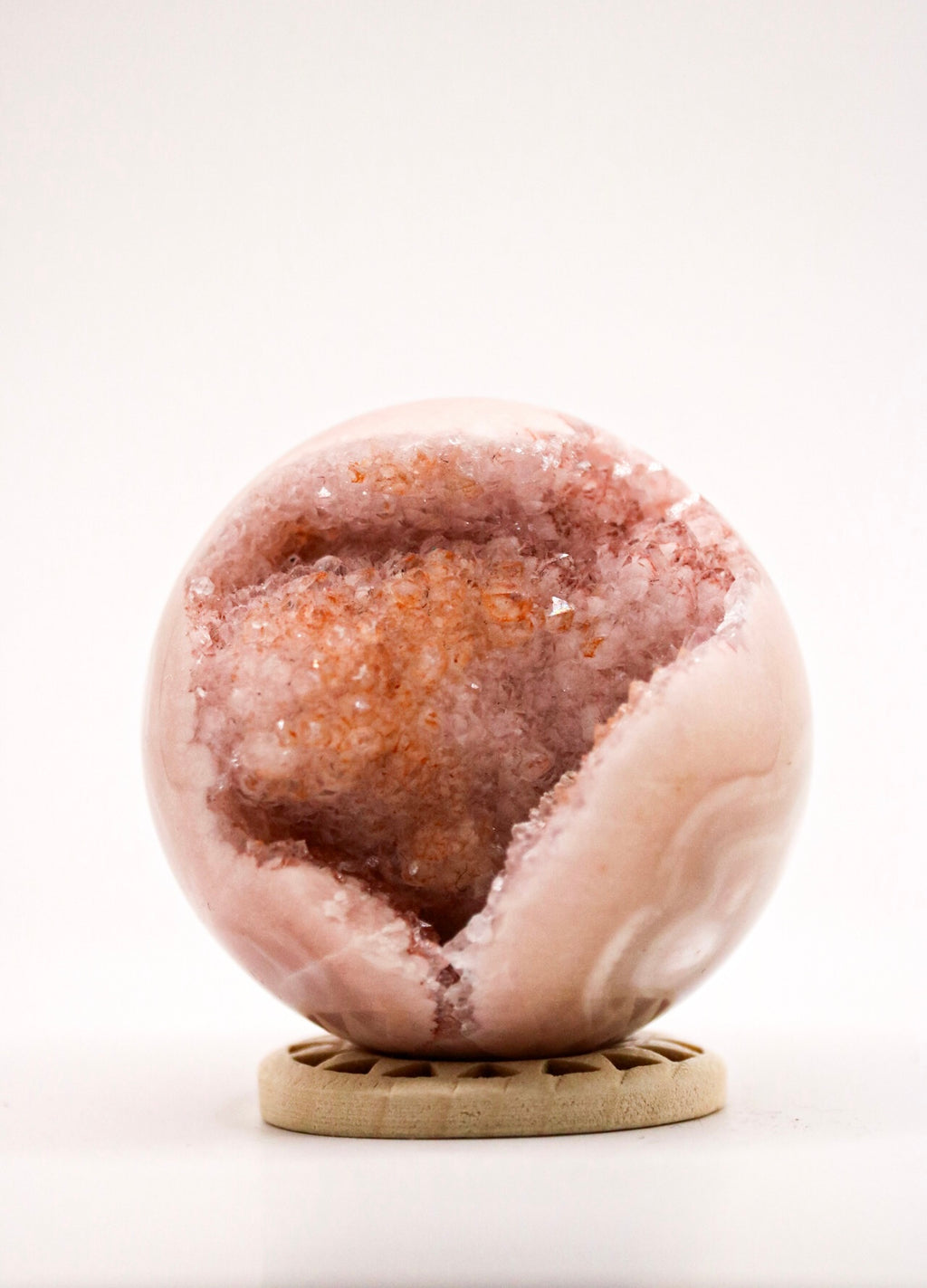Pink flower agate sphere 4