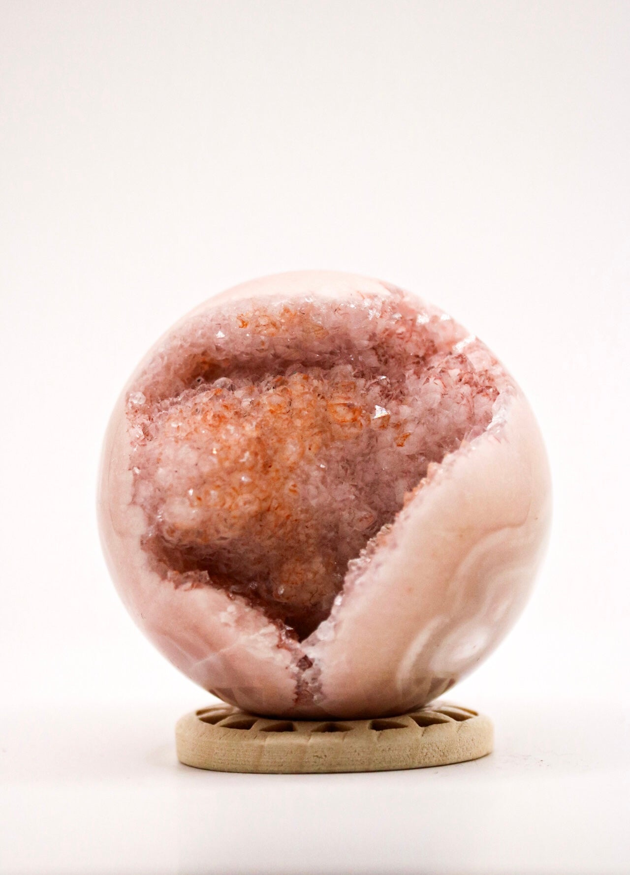 Pink flower agate sphere 4