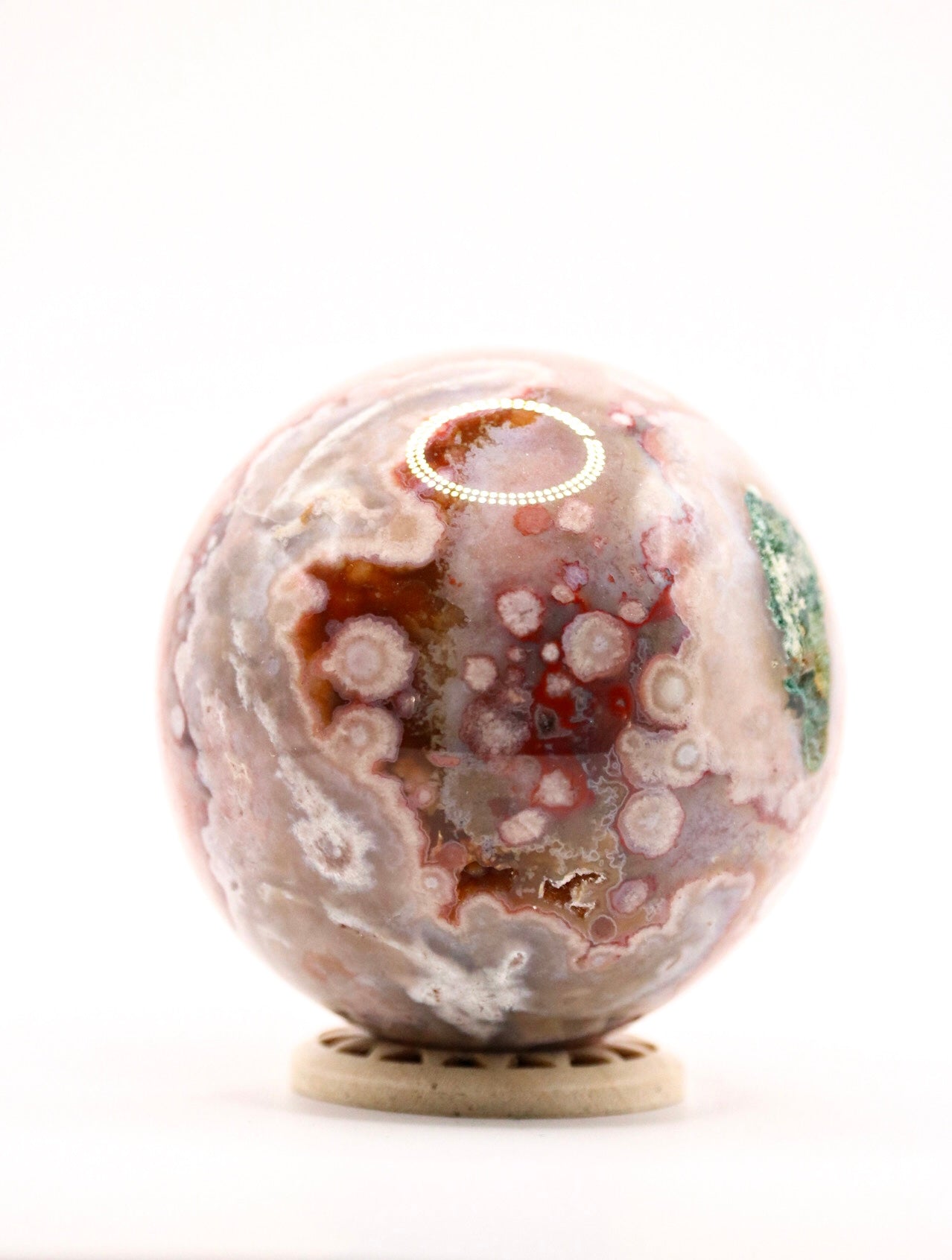 Pink flower agate sphere