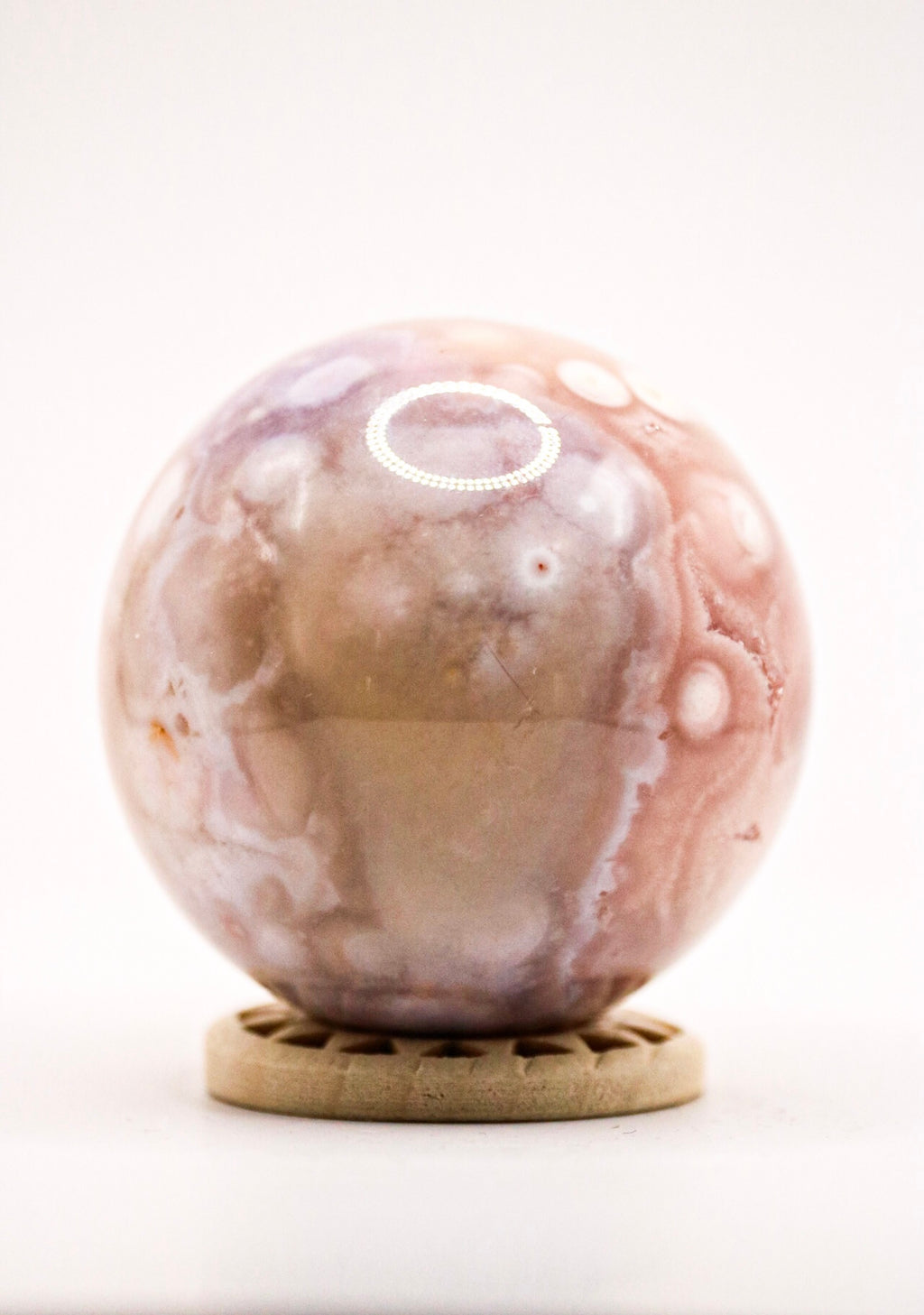 Pink flower agate sphere 4