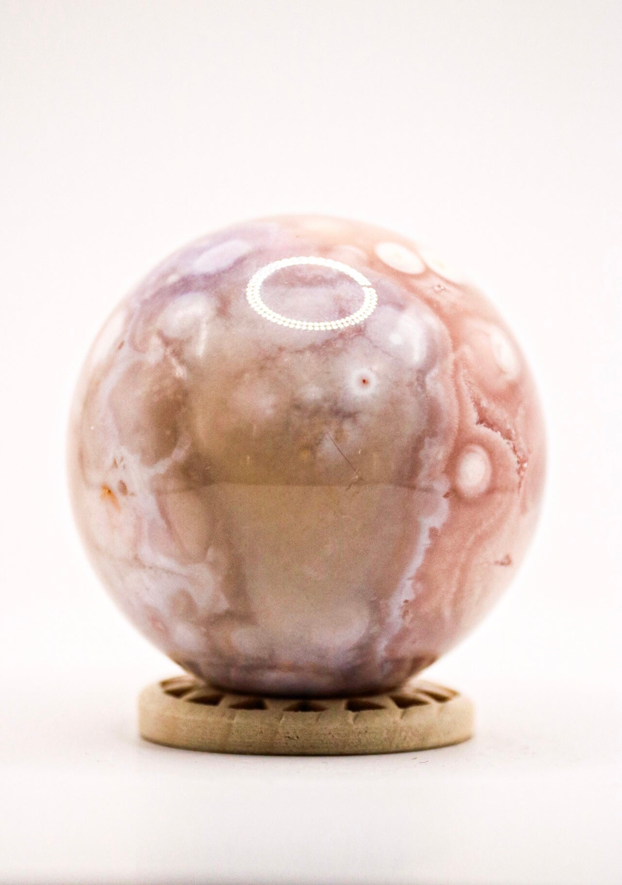 Pink flower agate sphere 4