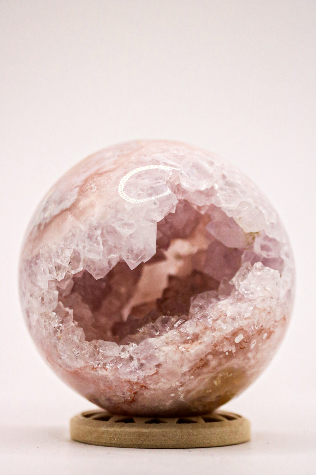 Pink flower agate sphere 6