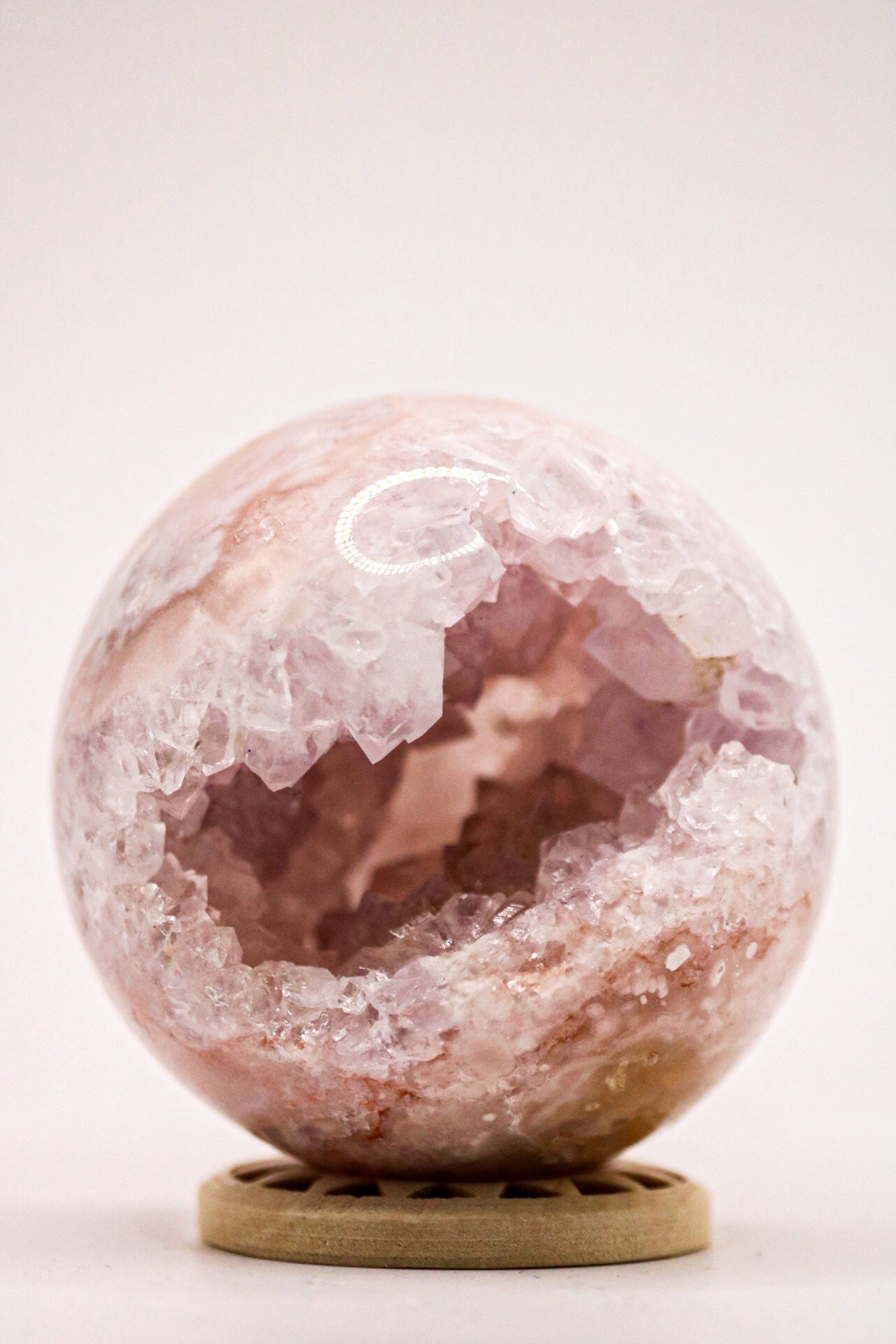 Pink flower agate sphere 6