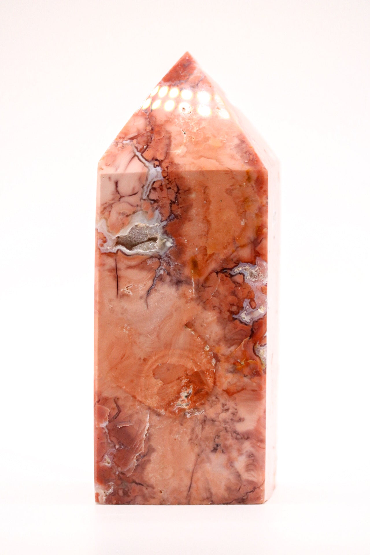 Cotton candy agate tower