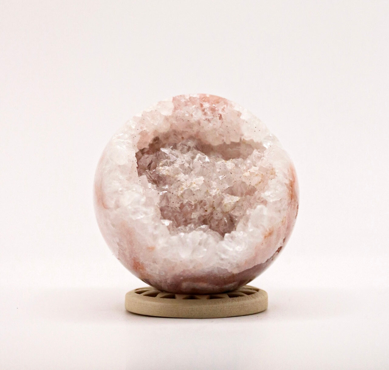 Pink flower agate sphere 5