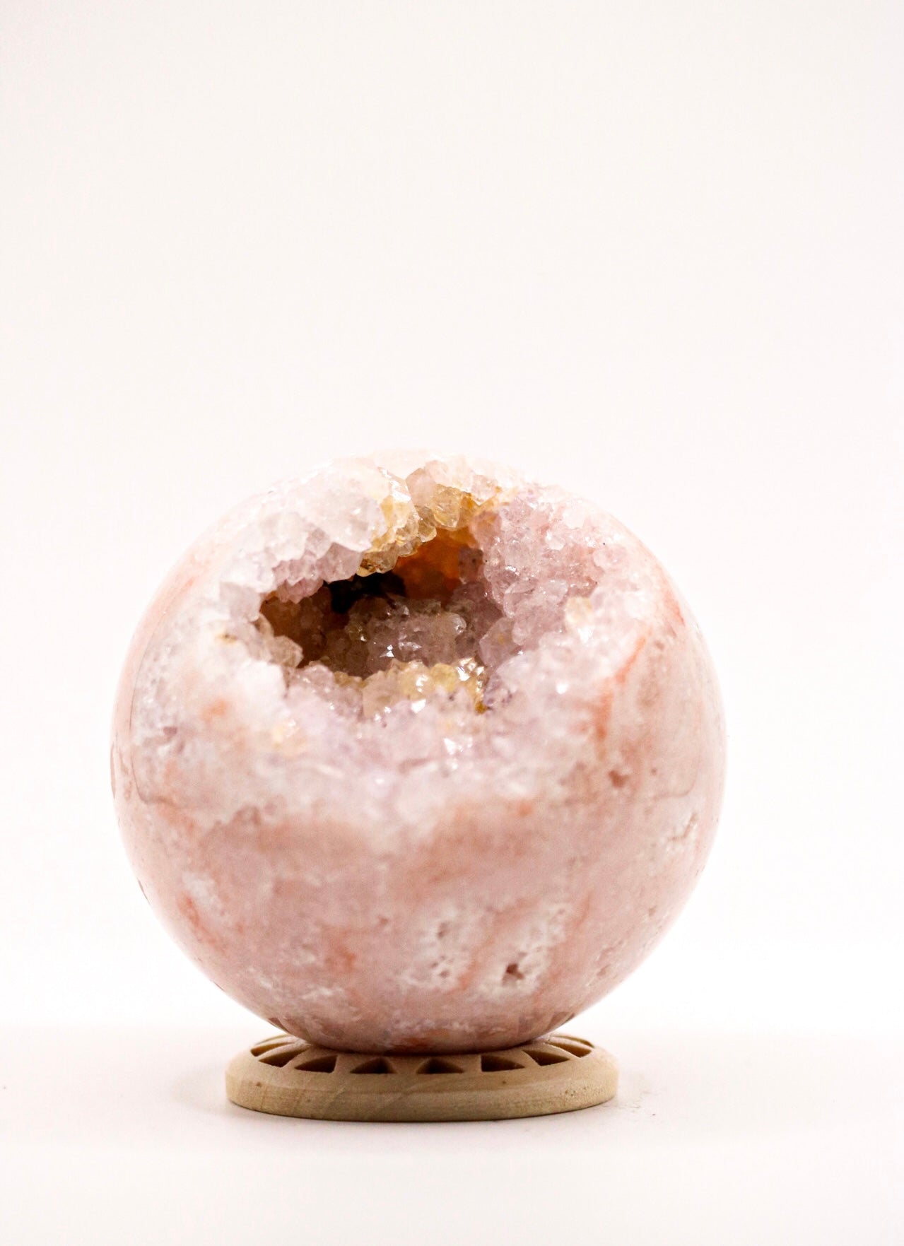 Pink flower agate sphere 2