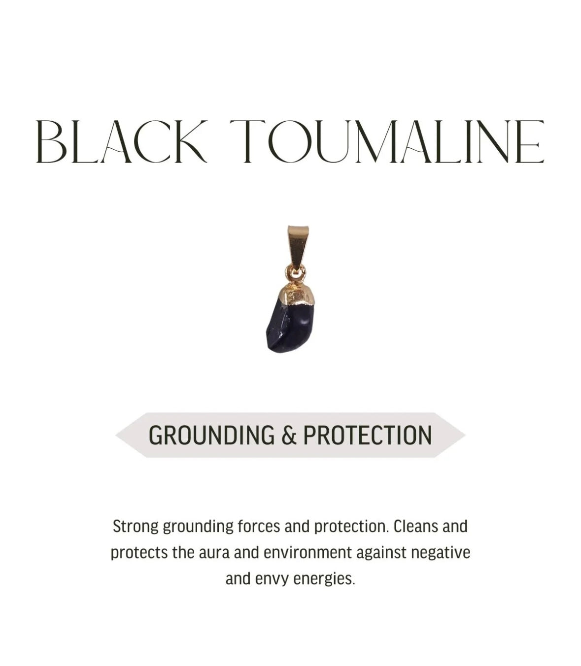 Mini pendant Black Tourmaline - Gold plated