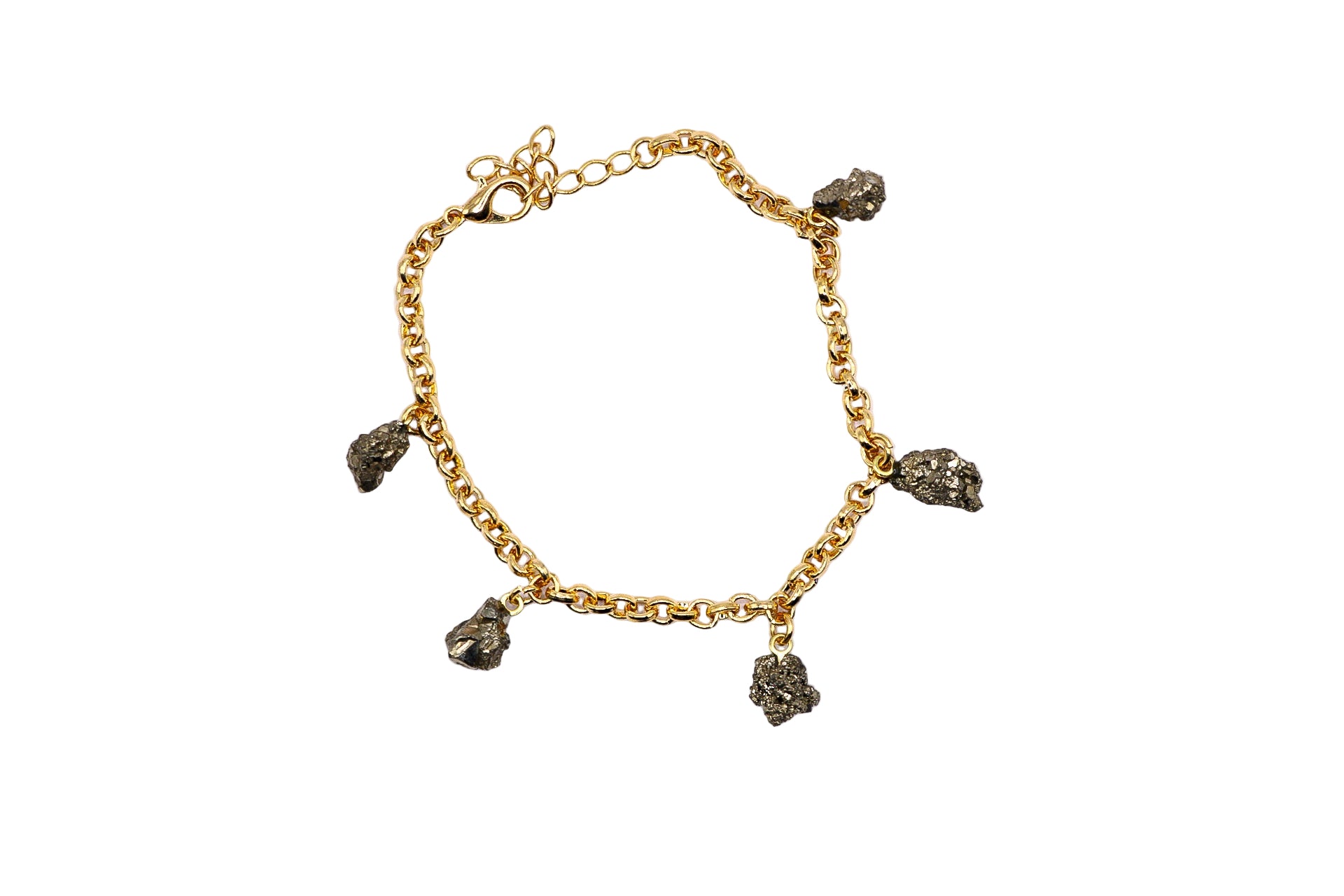 Bracelet 5 stones Pyrite - Gold plated