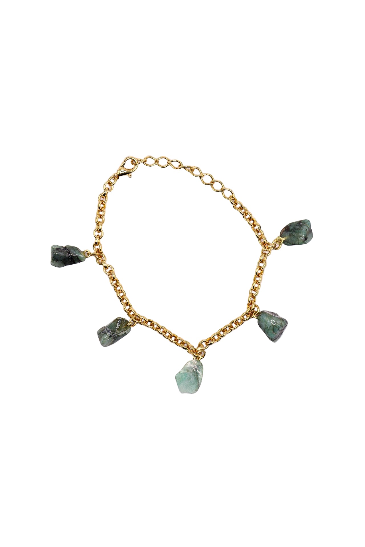 Bracelet 5 stones Emerald - Gold plated